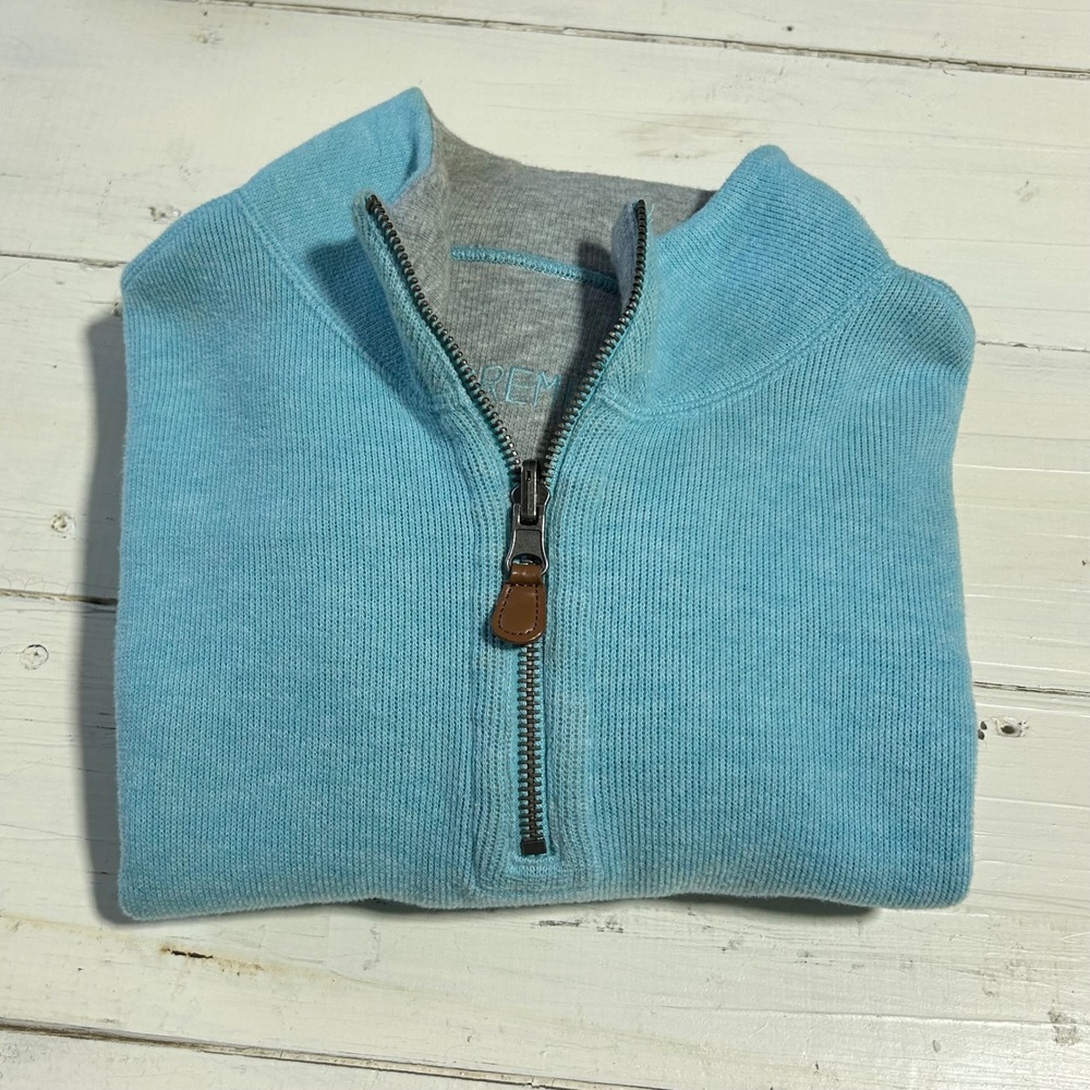 Cremieux‎ Mens Pullover 1/4 Zip Sweater Aqua/Gray Casual Reversible Large
